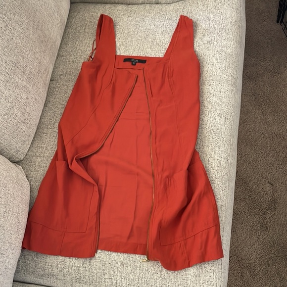 Rustic orange vintage zip up denim mini dress - Picture 4 of 7